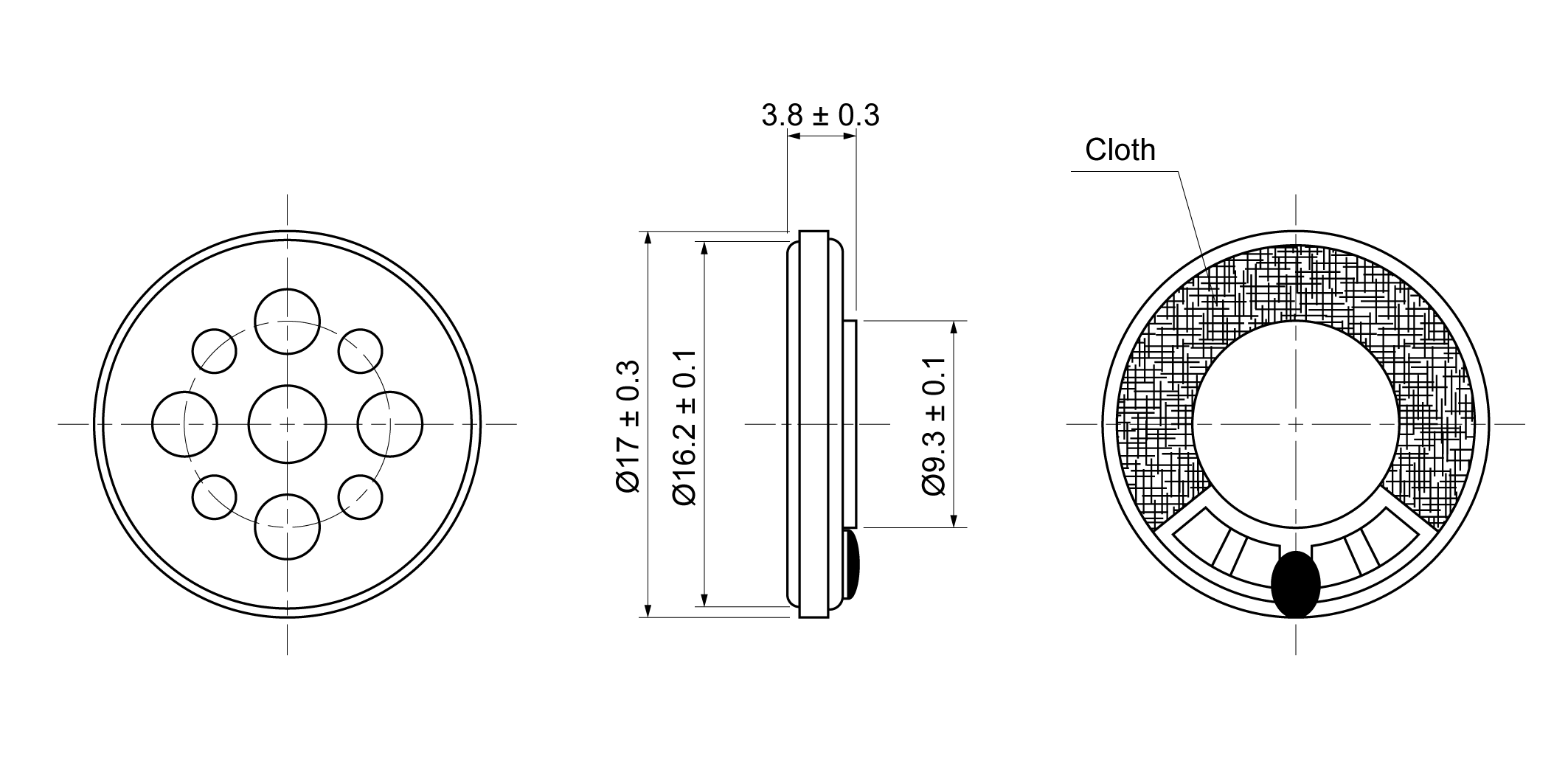 OSR17R-3.8M0.5W8M Mechanical Drawing